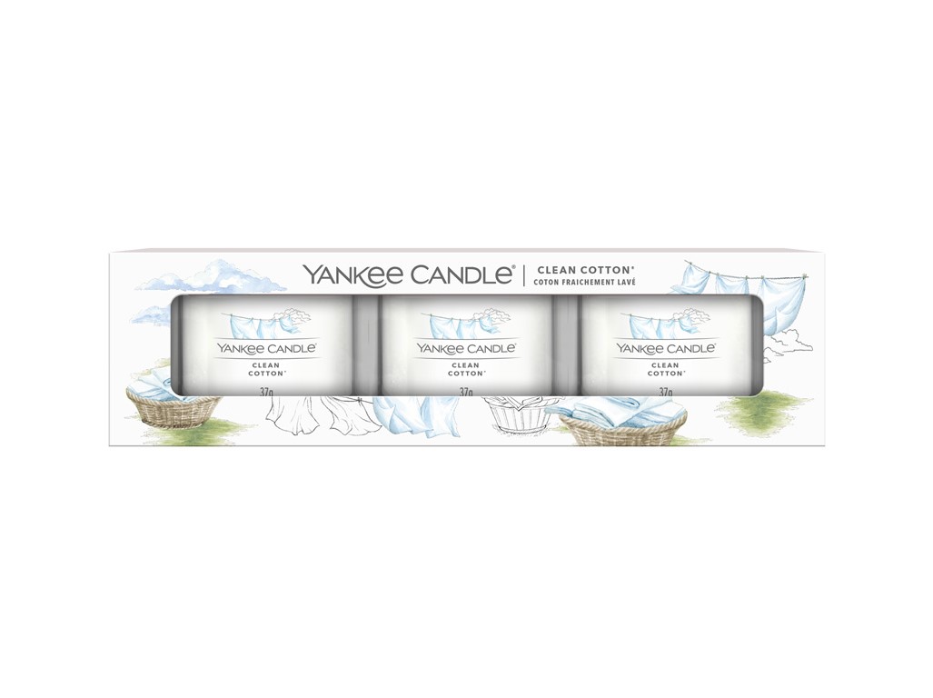 YANKEE CANDLE SADA VOTÍVNYCH SVIEČOK PLNENÝCH V SKLE CLEAN COTTON