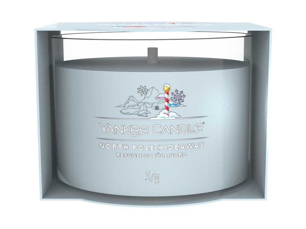 YANKEE CANDLE VOTÍVNA SVIEČKA PLNENÁ V SKLE NORTH POLE HIDEAWAY