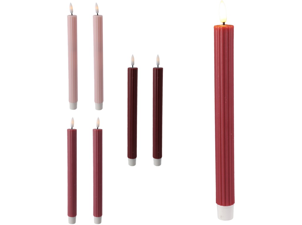 LED sviečka 2ks 250mm kvetinová povrchová úprava s časovačom a diaľkovým ovládačom, mix farieb