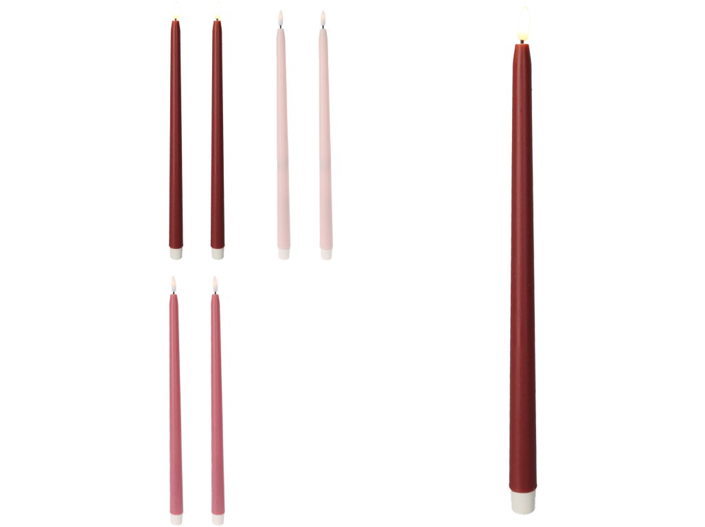 LED sviečka 2ks 380mm kónická s časovačom a diaľkovým ovládačom, mix farieb