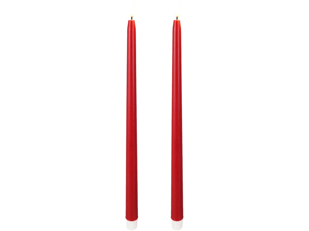 LED sviečka 2ks 380mm kónická s časovačom a diaľkovým ovládačom, červená