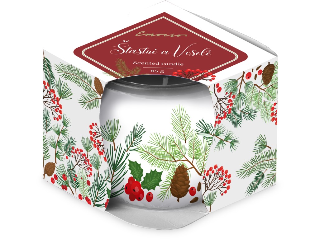 Emocio Vonná sviečka v skle Šťastné a veselé 70×62 mm