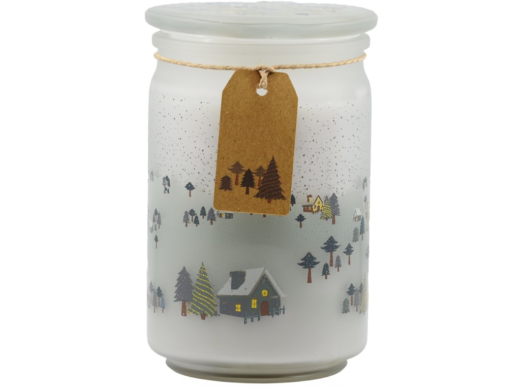 Emocio Vonná sviečka v skle Winter Wonderland 93×142 mm so skleneným viečkom