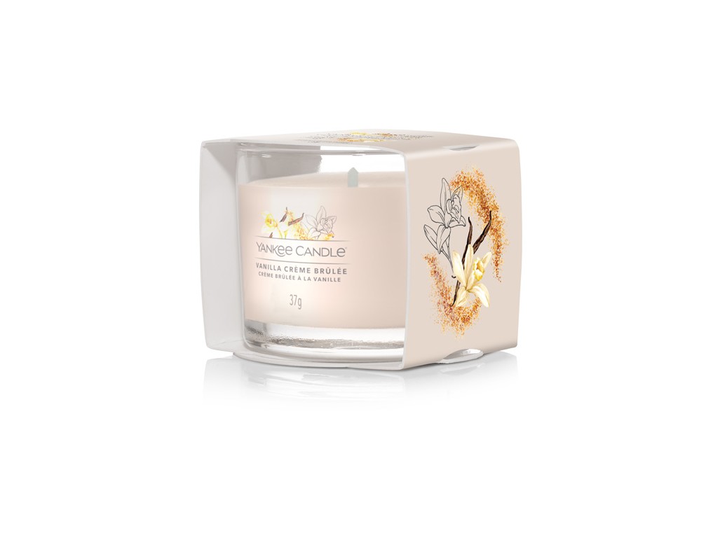 YANKEE CANDLE VOTÍVNA SVIEČKA PLNENÁ V SKLE VANILLA CREME BRULEE