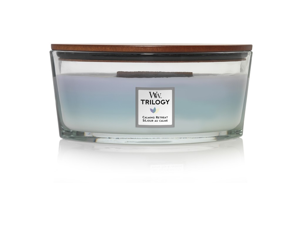 Woodwick Trilogy Calming Retreat sviečka loď