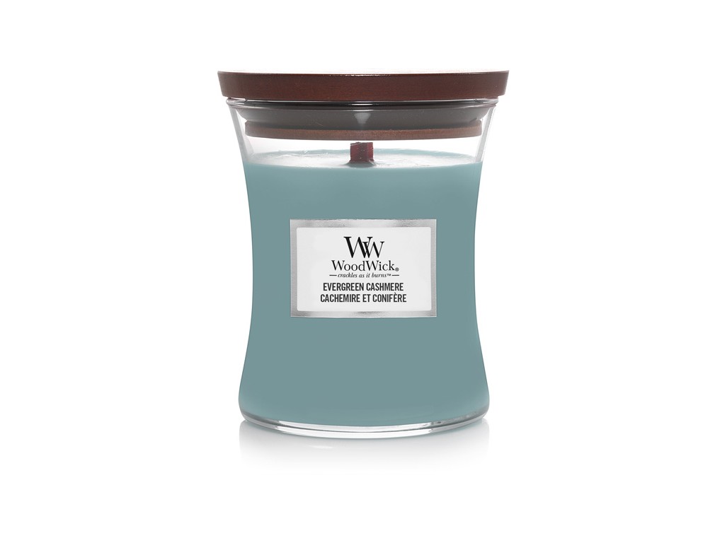 Woodwick Evergreen Cashmere váza stredná