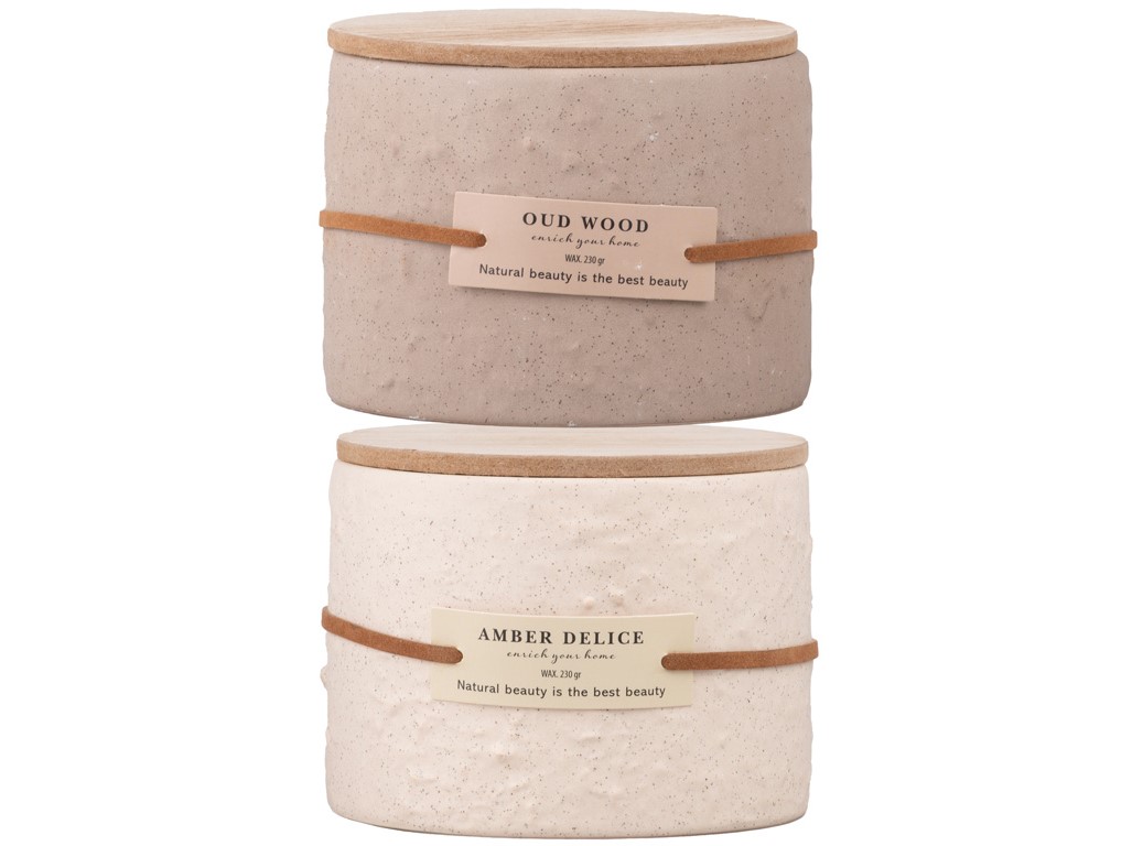 Sviečka v keramike vonná s dreveným viečkom mix farieb 110x80mm