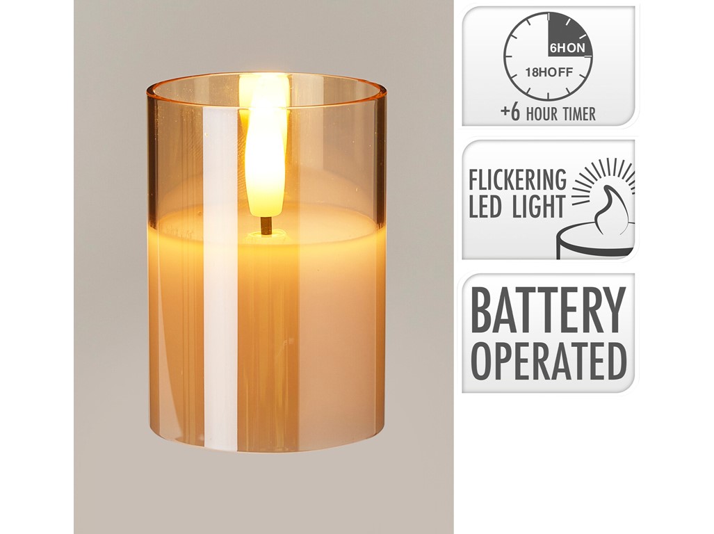 LED sviečka v skle s časovačom 50x50x70 mm – dymová