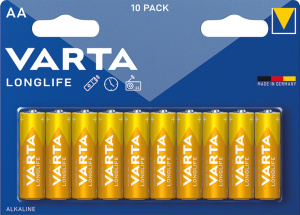 Varta Longlife AA alkalické batérie, 10 ks
