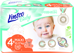 Linteo Baby Premium Maxi+ detské plienky 10 až 17 kg, 46 ks