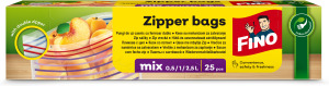 E-shop Fino Zipper uzatvárateľné vrecká mix veľkostí (10x0,5L / 10x1L / 5x2,5L) 25 ks