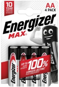Energizer Max Alkaline AA/LR6 alkalické batérie, 4 ks, 1,5 V