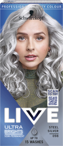Schwarzkopf Live Ultra Brights farba na vlasy Oceľovo strieborná 098