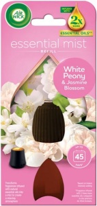 Air Wick Essential Mist Refill White Peón & Jasmine Blossom - Pivonka a jazmínový kvet osviežovač vzduchu náhradná náplň 20 ml