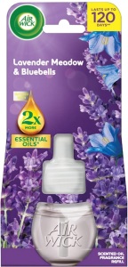 Air Wick Essential Oils Lavender Meadow & Bluebells - Levanduľová lúka a modré kvietky, elektrický osviežovač náhradná náplň 19 ml