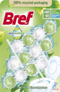 Bref WC blok Pro Nature Mint & Eucalyptus, 3× 50 g