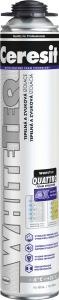 Ceresit White Teq pištoľová montážna PU pena, 750 ml