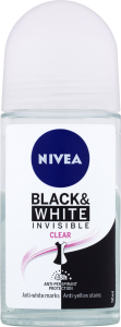 Nivea Black & White Invisible Clear guľôčkový antiperspirant, 50 ml