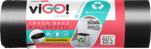 viGO vrecia na odpad, 24 µ, 60 × 70 cm, 60 l, 10 ks