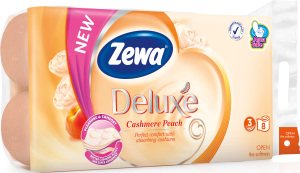 Zewa Deluxe Cashmere Peach 3vrstvový toaletný papier, 8 roliek, 19,3 m rolka