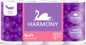 Harmony Soft Flora 3vrstvový toaletný papier, 8 roliek, 17,5 m rolka