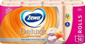 Zewa Deluxe Cashmere Peach 3vrstvový toaletný papier, 16 roliek, 19,3 m rolka