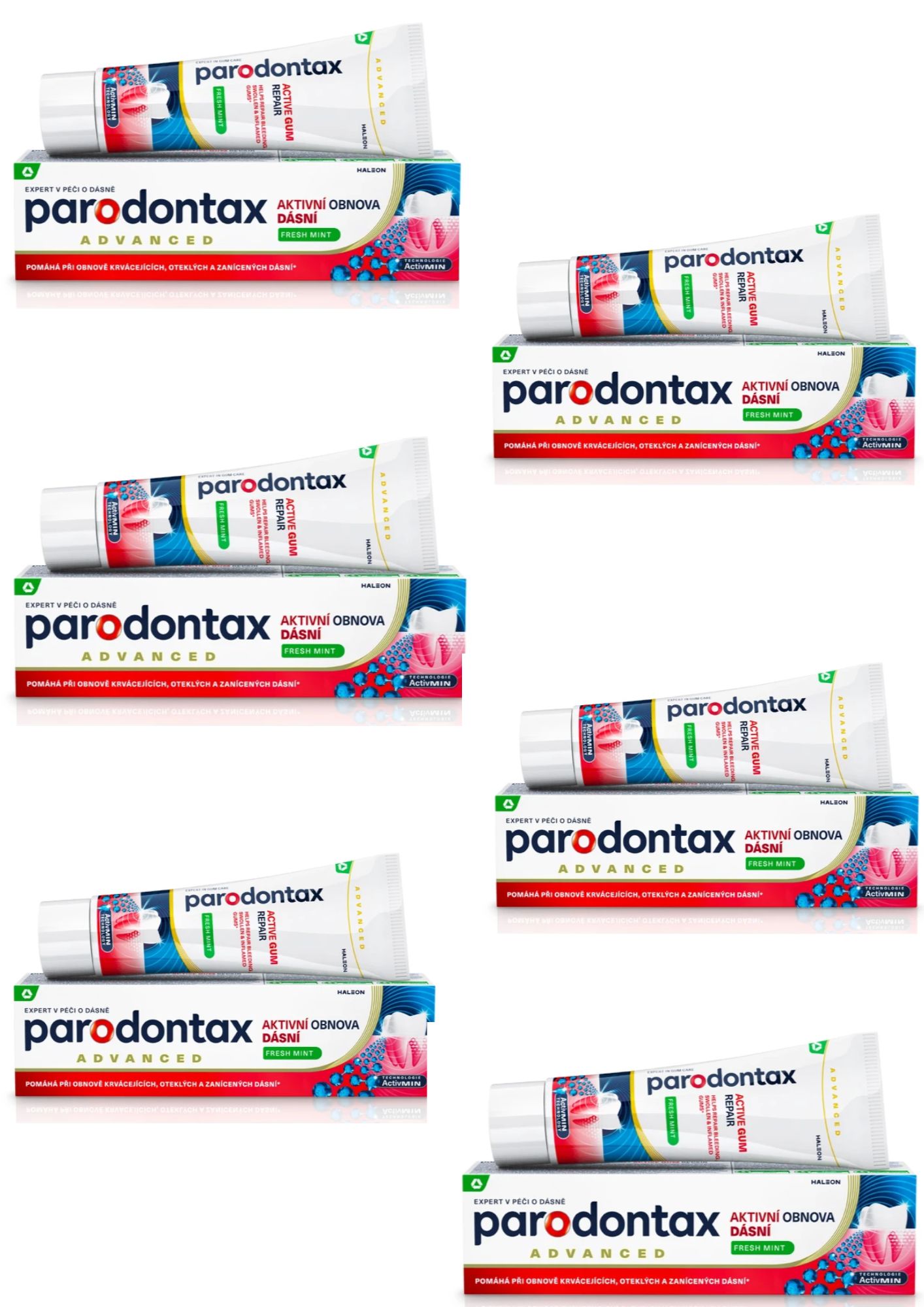 Parodontax aktívna obnova ďasien Fresh Mint zubná pasta 6x75 ml