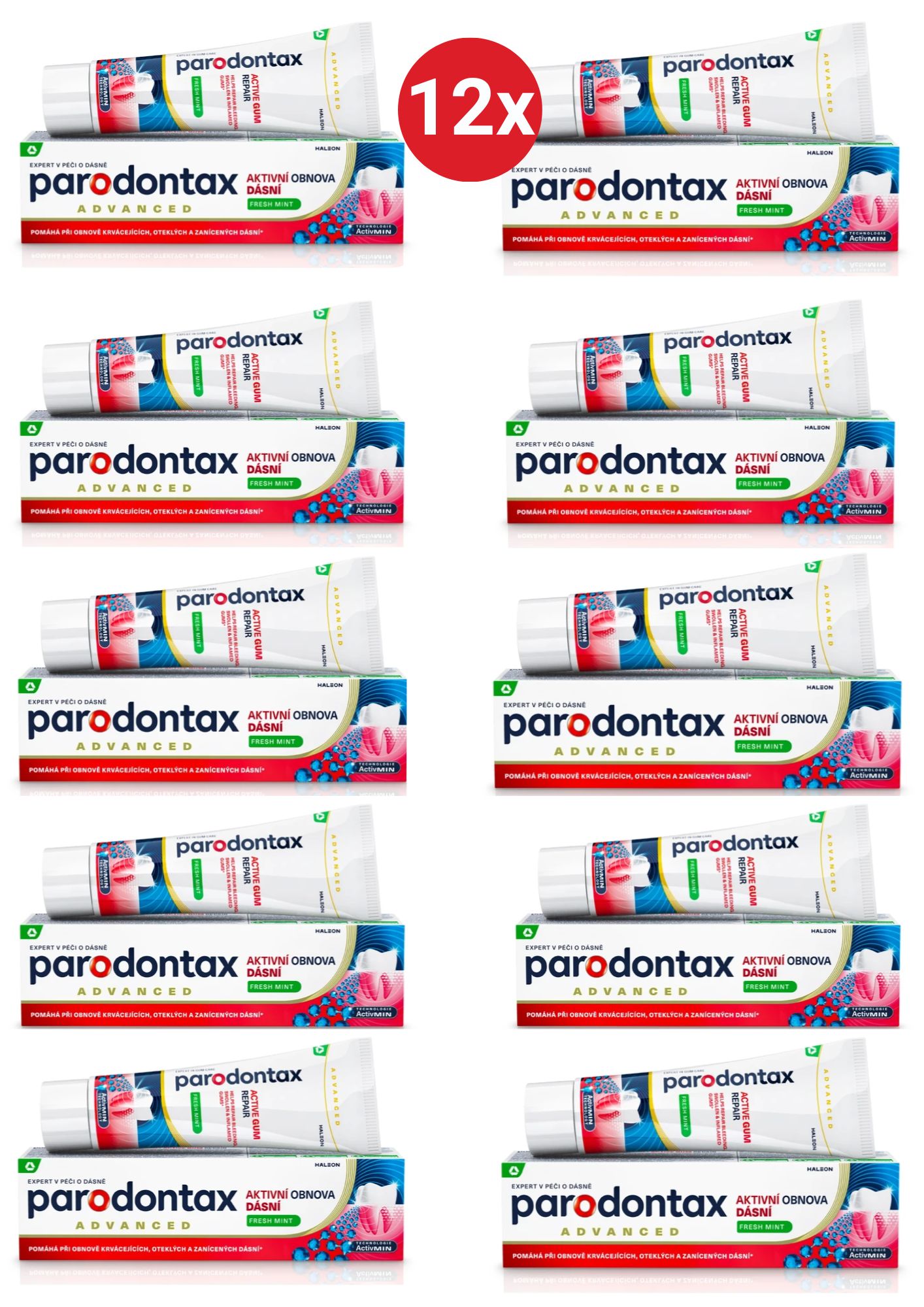 Parodontax aktívna obnova ďasien Fresh Mint zubná pasta 12x75 ml