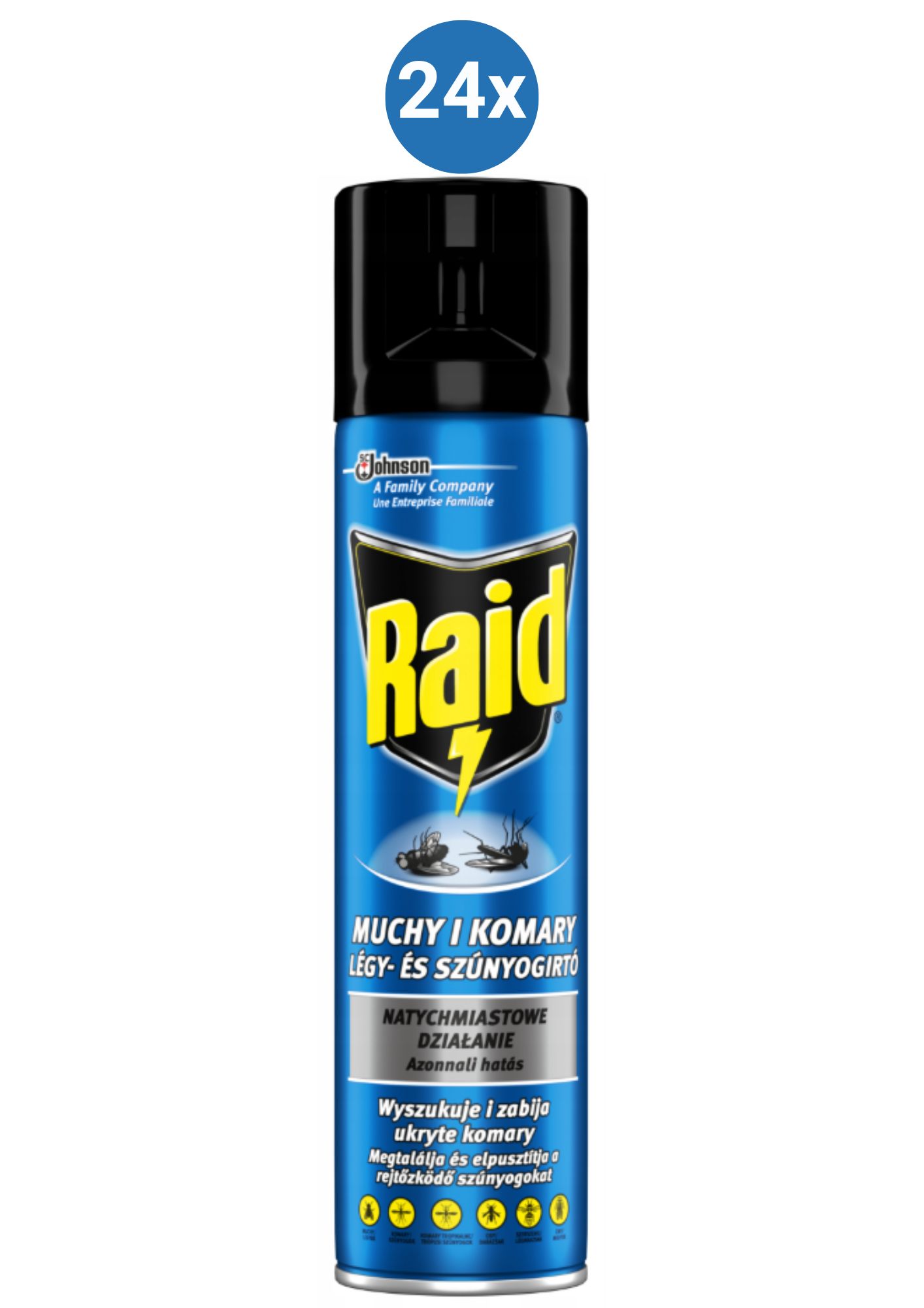 Raid sprej proti lietajúcemu hmyzu, proti komárom a muchám, 24x400 ml