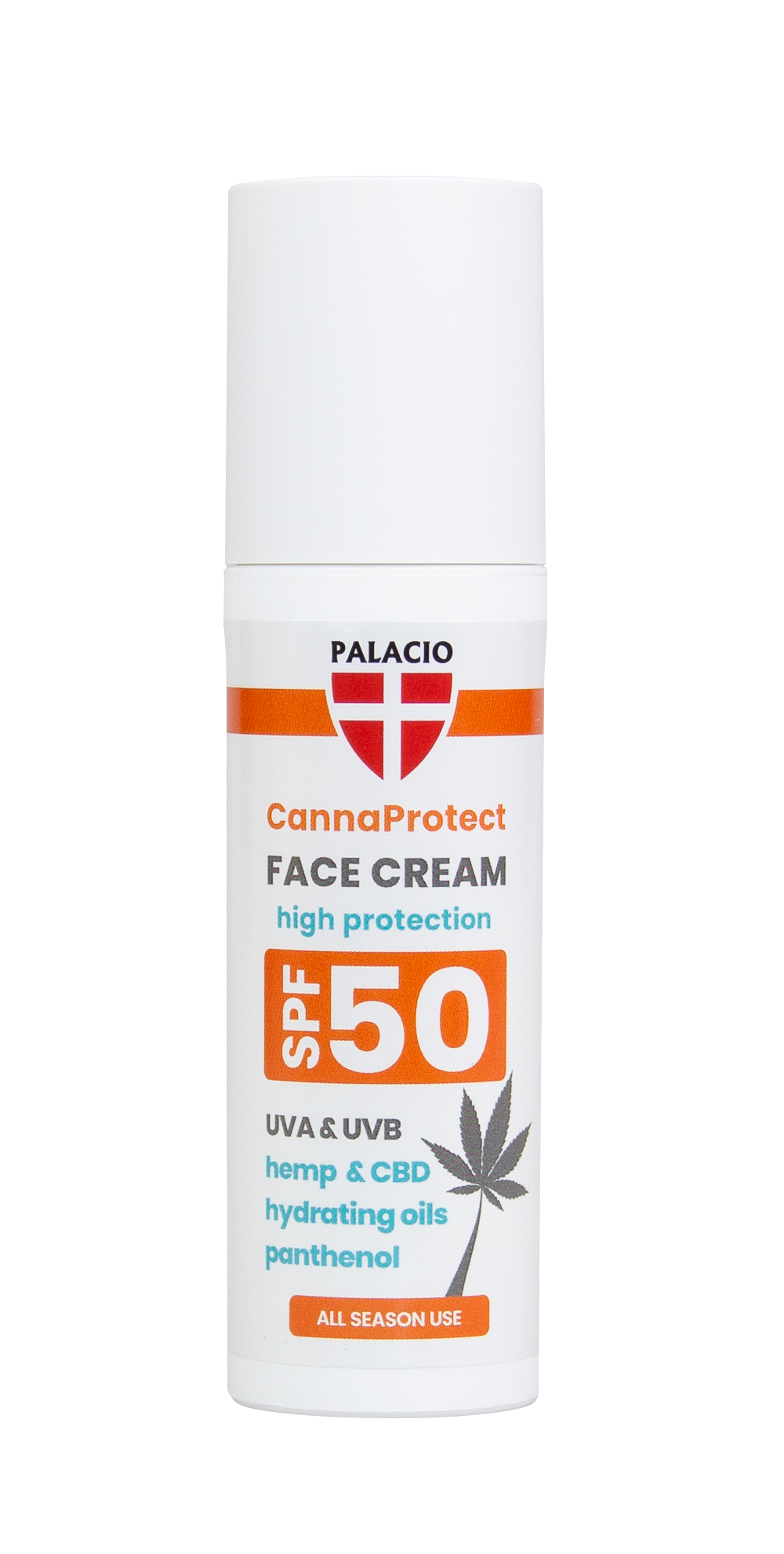 PALACIO CannaProtect - Pleťový krém SPF50 s kanabisom, 50ml