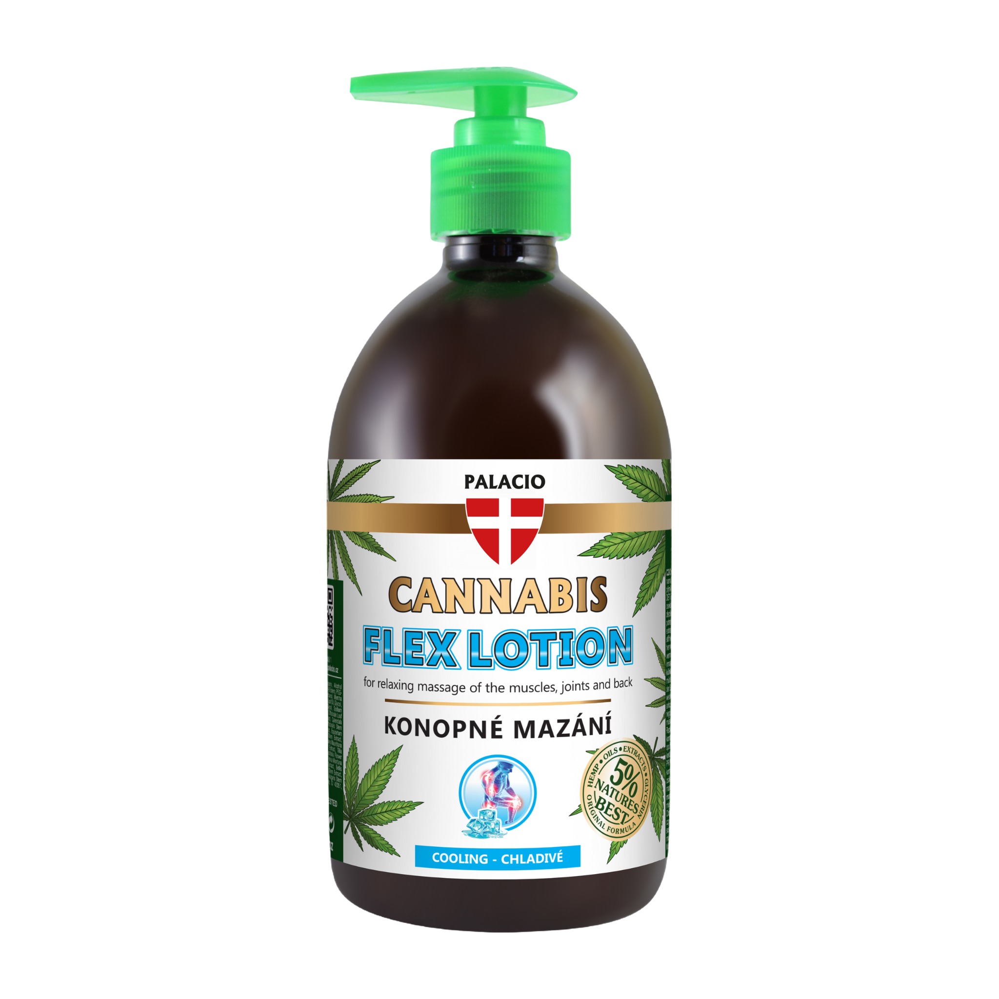 PALACIO Konopné mazanie s pumpičkou, chladivé, 500 ml