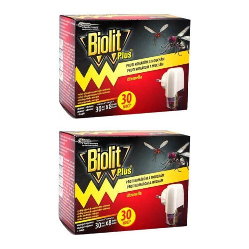 Biolit Plus Elektrický odparovač citrón proti komárom a muchám, 2x30 nocí