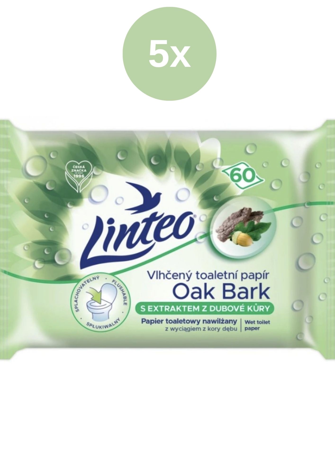 Linteo Satin vlhčený s dubovou kôrou 5x60 ks