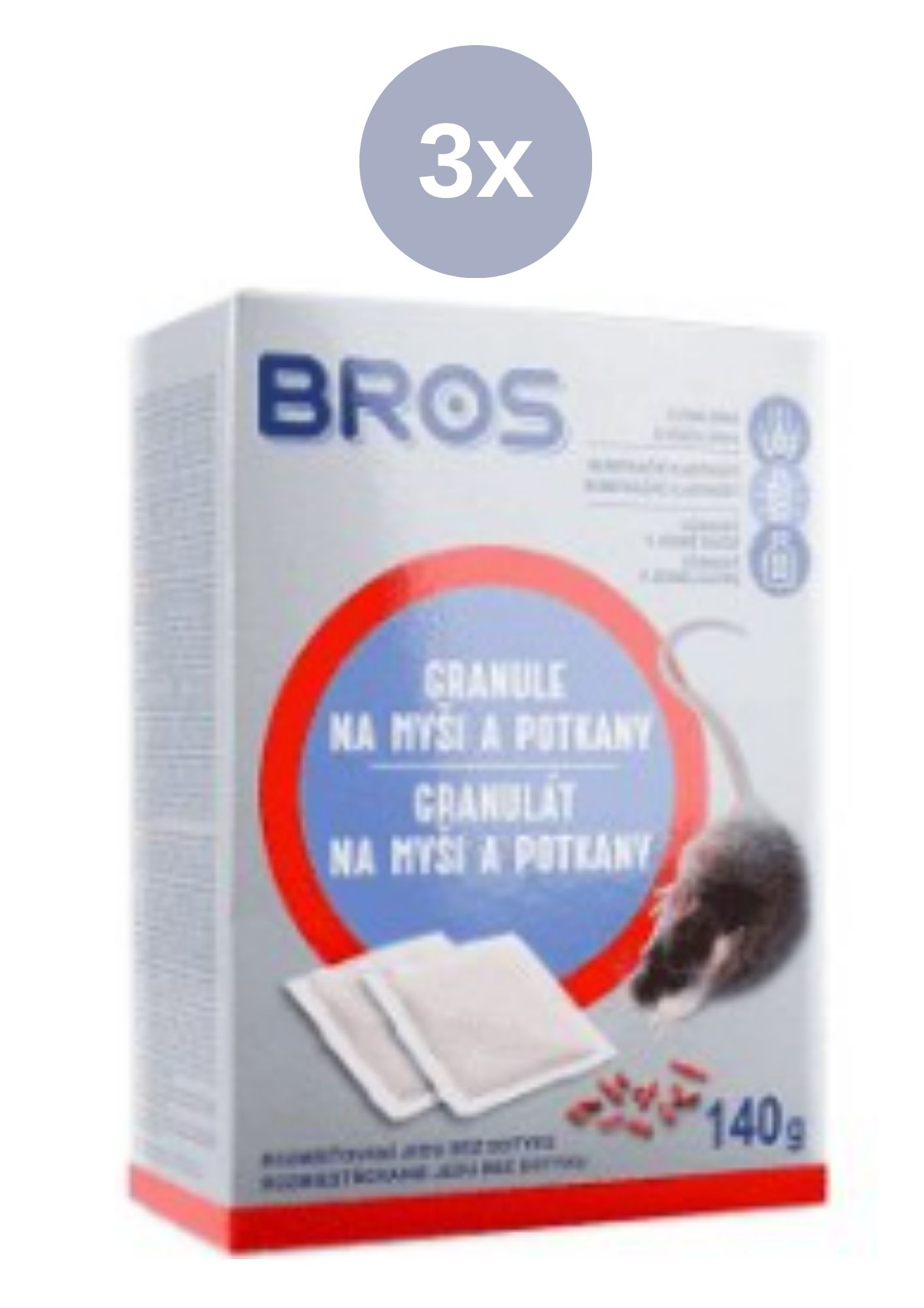 Bros granule na myši a potkany 3x140g