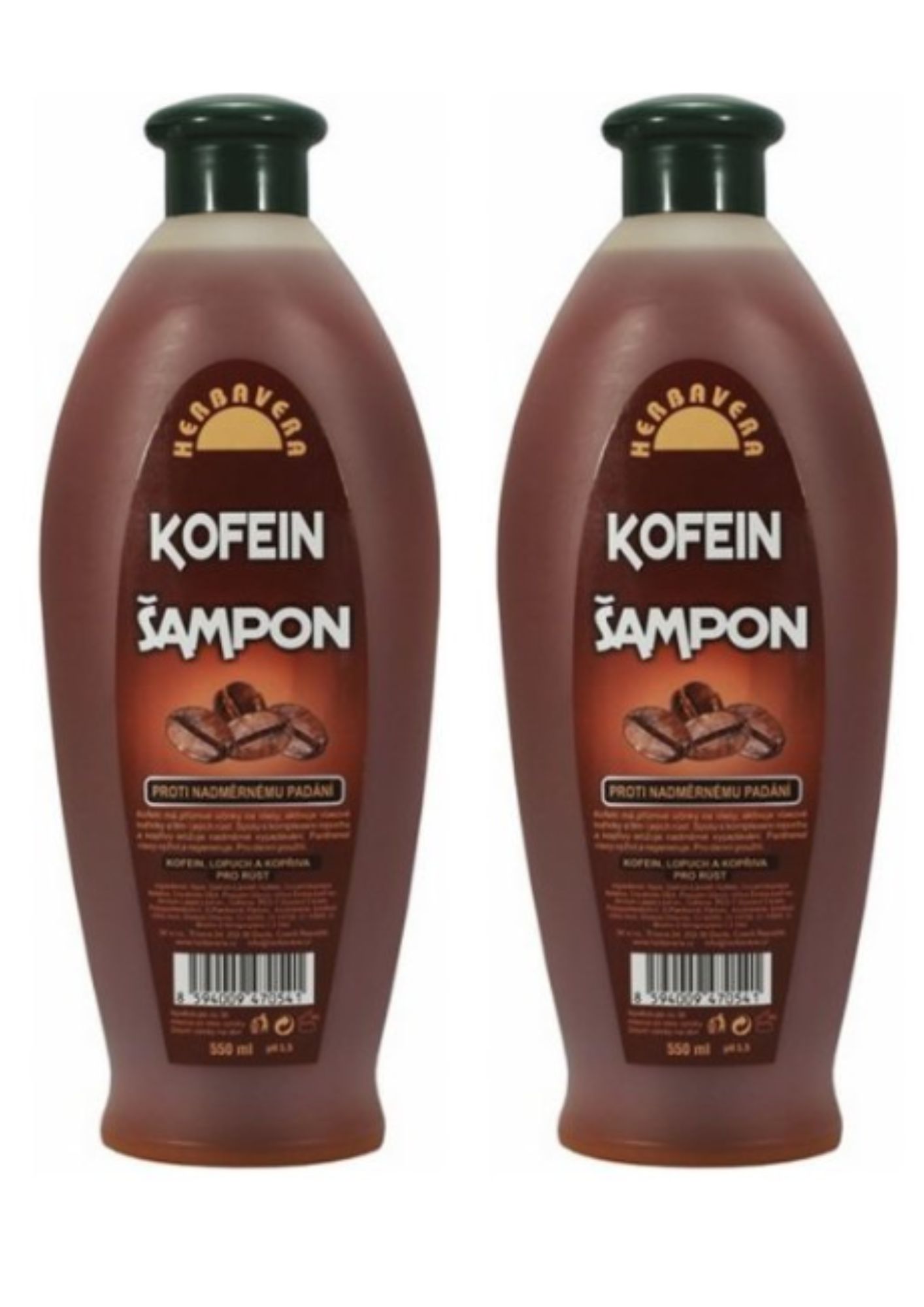 Herbavera vlasový šampón kofeínový 2x550 ml