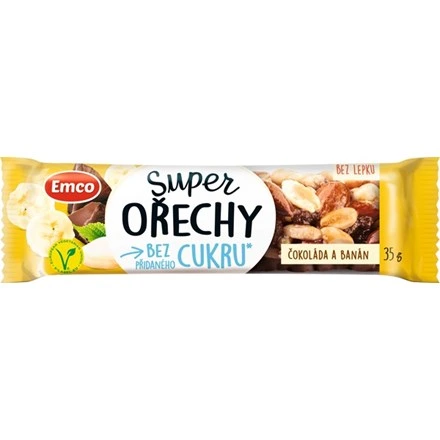 Emco Tyčinka Super orechy čokoláda banán bez lepku 35 g