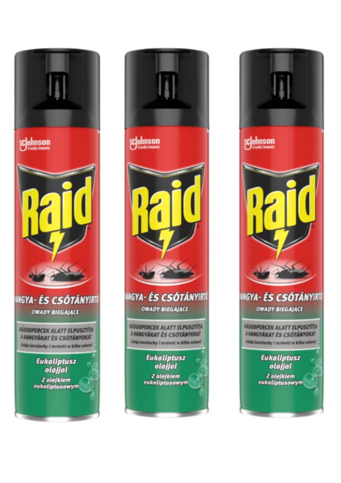 SPREJ PROTI BEŽIACEMU HMYZU RAID S EUKALYPTOVÝM OLEJOM 3x400 ML