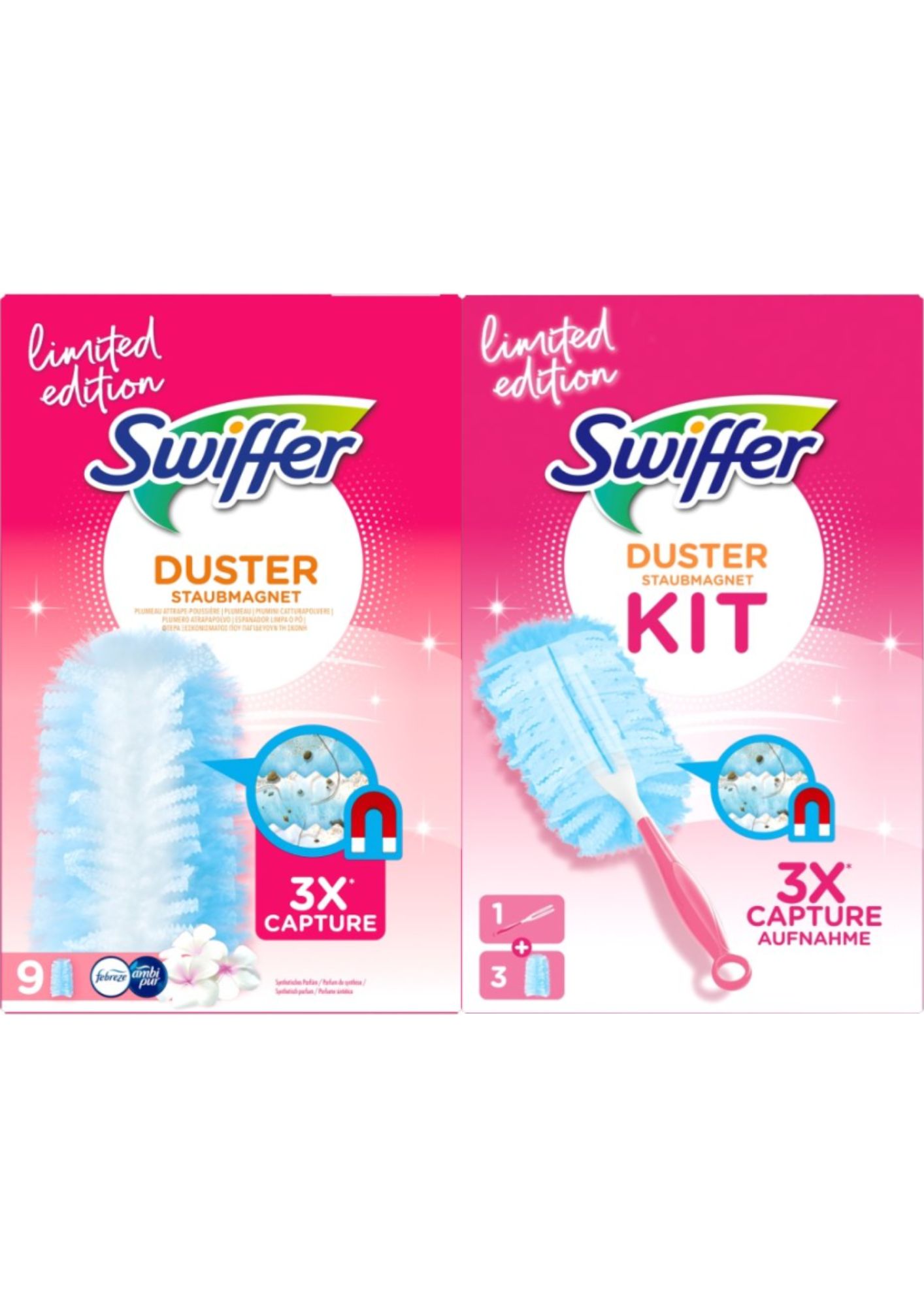 Swiffer Súprava na prach – násada + 3 prachovky + 9 parfumovaných prachoviek