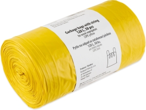 Quickpack žlté zaťahovacie vrecia na odpad, 55× 100 cm, 28 µm, 120 l, 50 ks