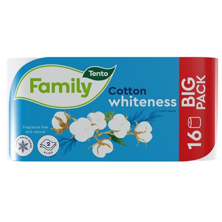 E-shop Tento Cotton Toaletný papier 2vrstvový biely 16 roliek