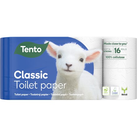 E-shop Tento Toaletný papier Classic 3vrstvové 18 m 16 roliek 1 ks