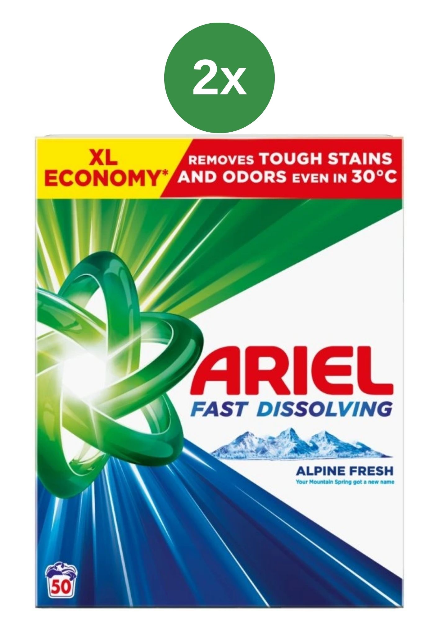 E-shop Ariel prášok Mountain Spring 2x2.75kg/50PD BOX