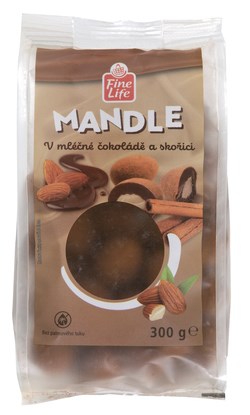 E-shop Fine Life Mandle v mliečnej čokoláde + škorica 300 g