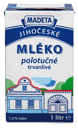 E-shop MADETA Juhočeské mlieko trvanlivé polotučné 1,5 % 12 x 1 l