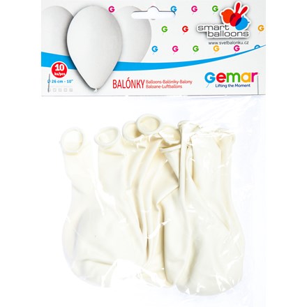E-shop GEMAR Balónik nafukovací 26 cm biela 10 ks