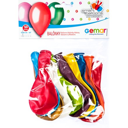 E-shop GEMAR Balónik nafukovací 26 cm mix metalických farieb 10 ks