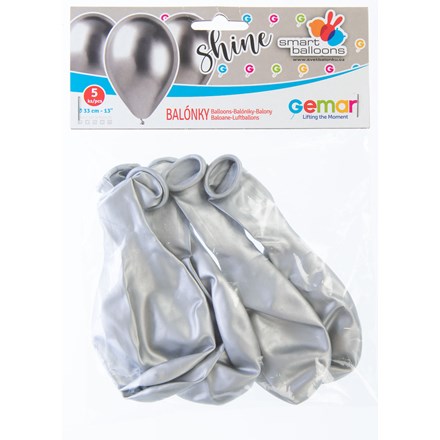 E-shop SMARTBALLOONS Shine Balónik 33 cm strieborná 5 ks