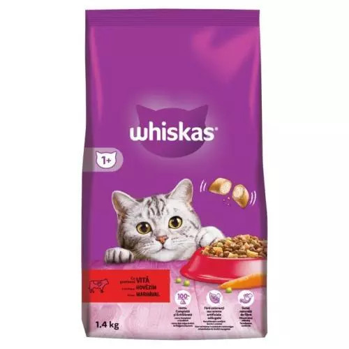 E-shop Whiskas granule s hovädzím 1400g