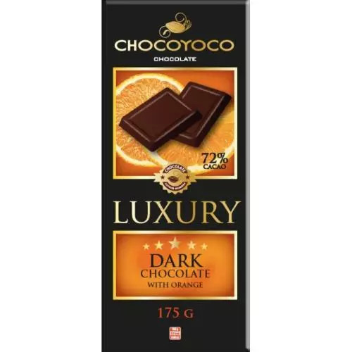 E-shop Chocoyoco luxury horká čokoláda 72% s pomarančom 175g