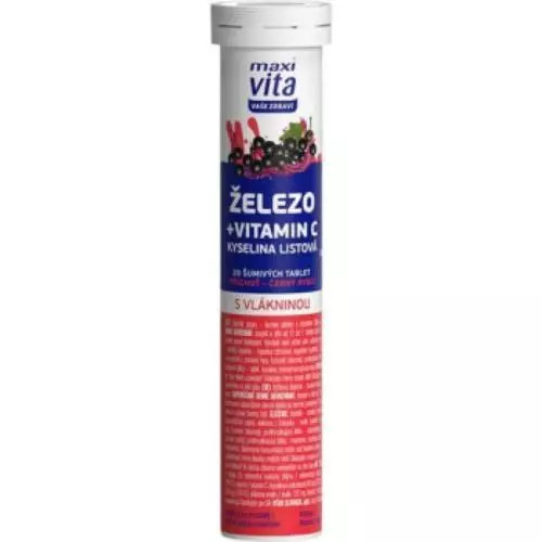 E-shop Maxi Vita šumivé tablety železo vitamín c 80g